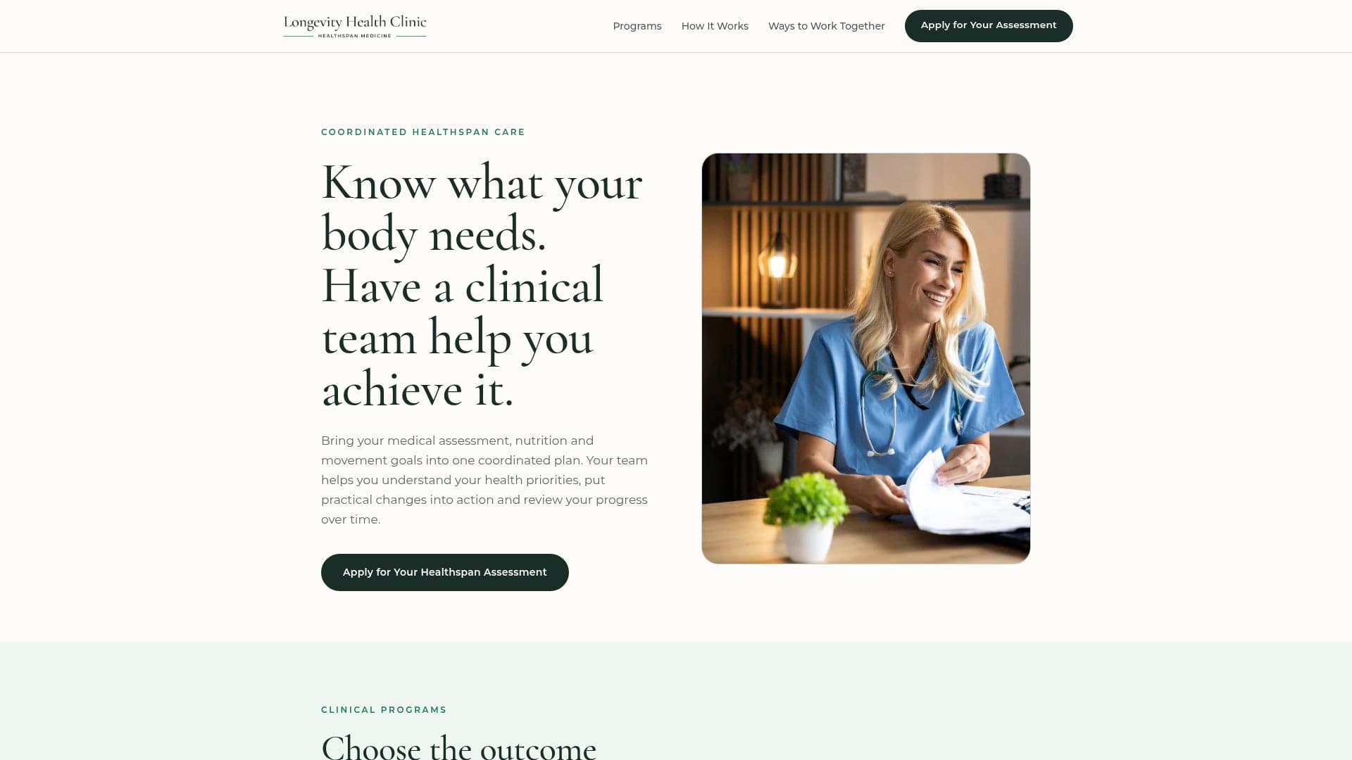 Longevity Health Clinic website